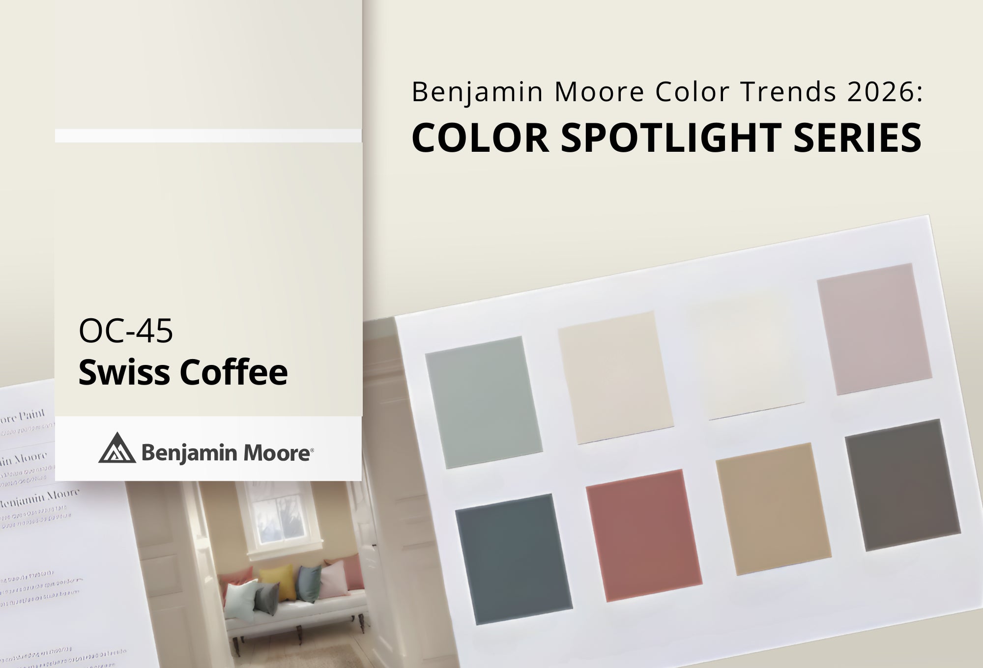 Swiss Coffee OC‑45 | Benjamin Moore Color Trends 2026 | Gleco Paint Stores