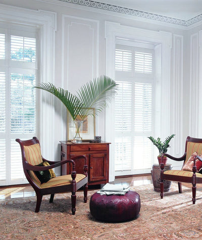 Hunter Douglas Heritance Hardwood Shutter in REGION Living Room