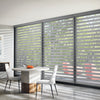 Three large windows with Hunter Douglas Designer Banded Window Treatments, available at Gleco Paint in PA.