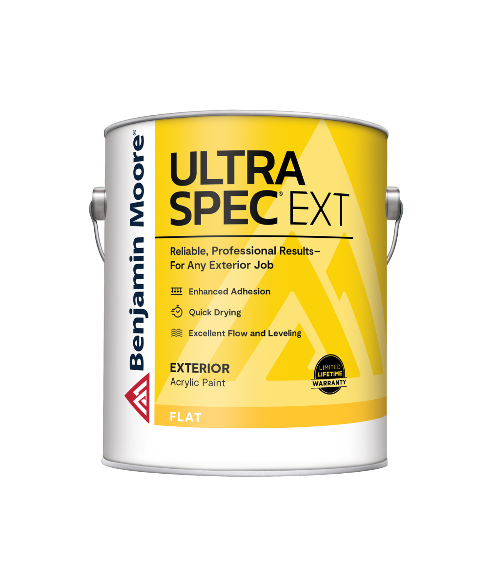 Benjamin Moore Ultra Spec EXT exterior paint in flat finish available at Gleco Paints in PA.