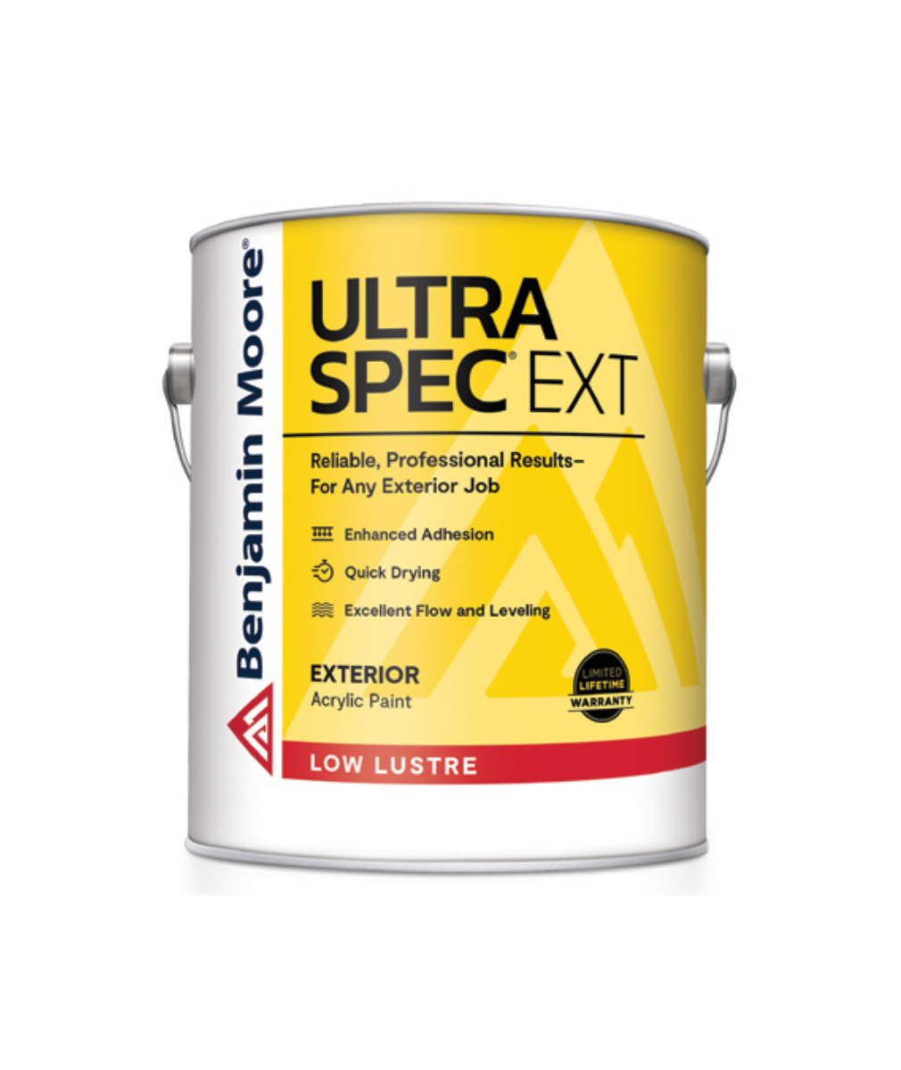 Benjamin Moore Ultra Spec EXT exterior paint in low lustre finish available at Gleco Paints in PA.