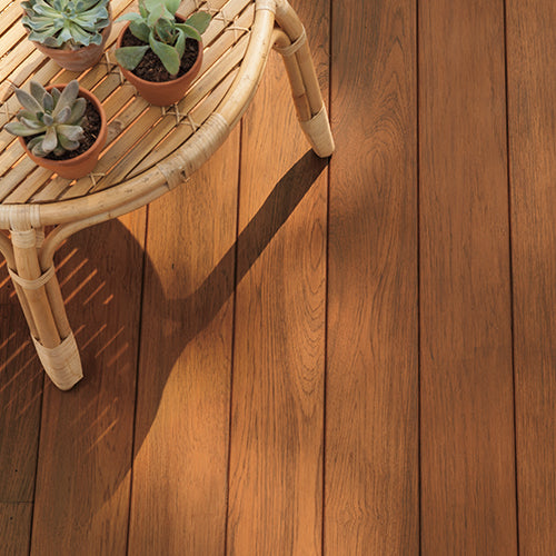 An exterior deck stained with Benjamin Moore's Arborcoat, available at Gleco Paint in PA.