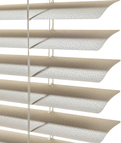 Close up view of Modern Precious Metals window blinds by Hunter Douglas, available at Gleco Paint in PA.